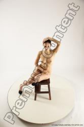 Nude Woman White Sitting poses - ALL Slim long brown Sitting poses - simple Multi angle poses Pinup